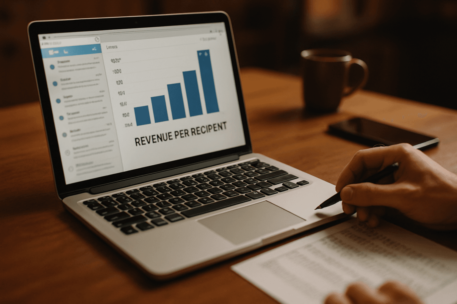 Professional photograph illustrating revenue per recipient email — cover image for "Revenue Per Recipient: The Email Metric That Actually Predicts Profit (Not Open Rate)" on Intentionally Creative