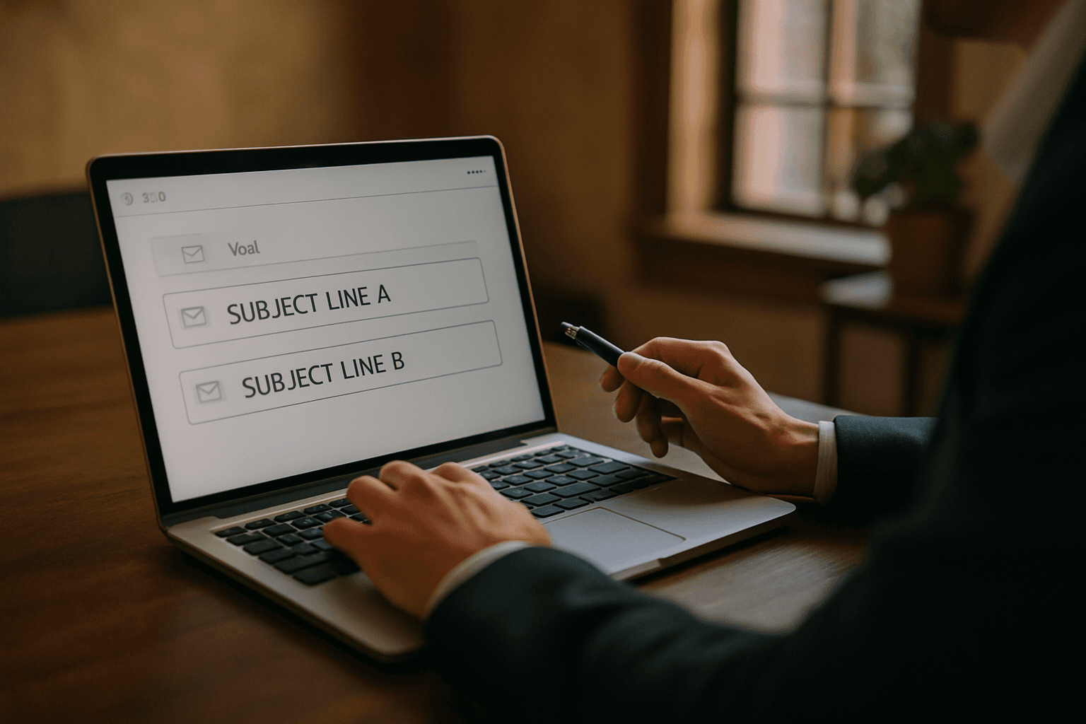 Professional photograph illustrating email subject line AB testing — cover image for "Subject Line A/B Testing: What to Test, How to Test, and How to Read Results (Without Wasting Sends)" on Intentionally Creative