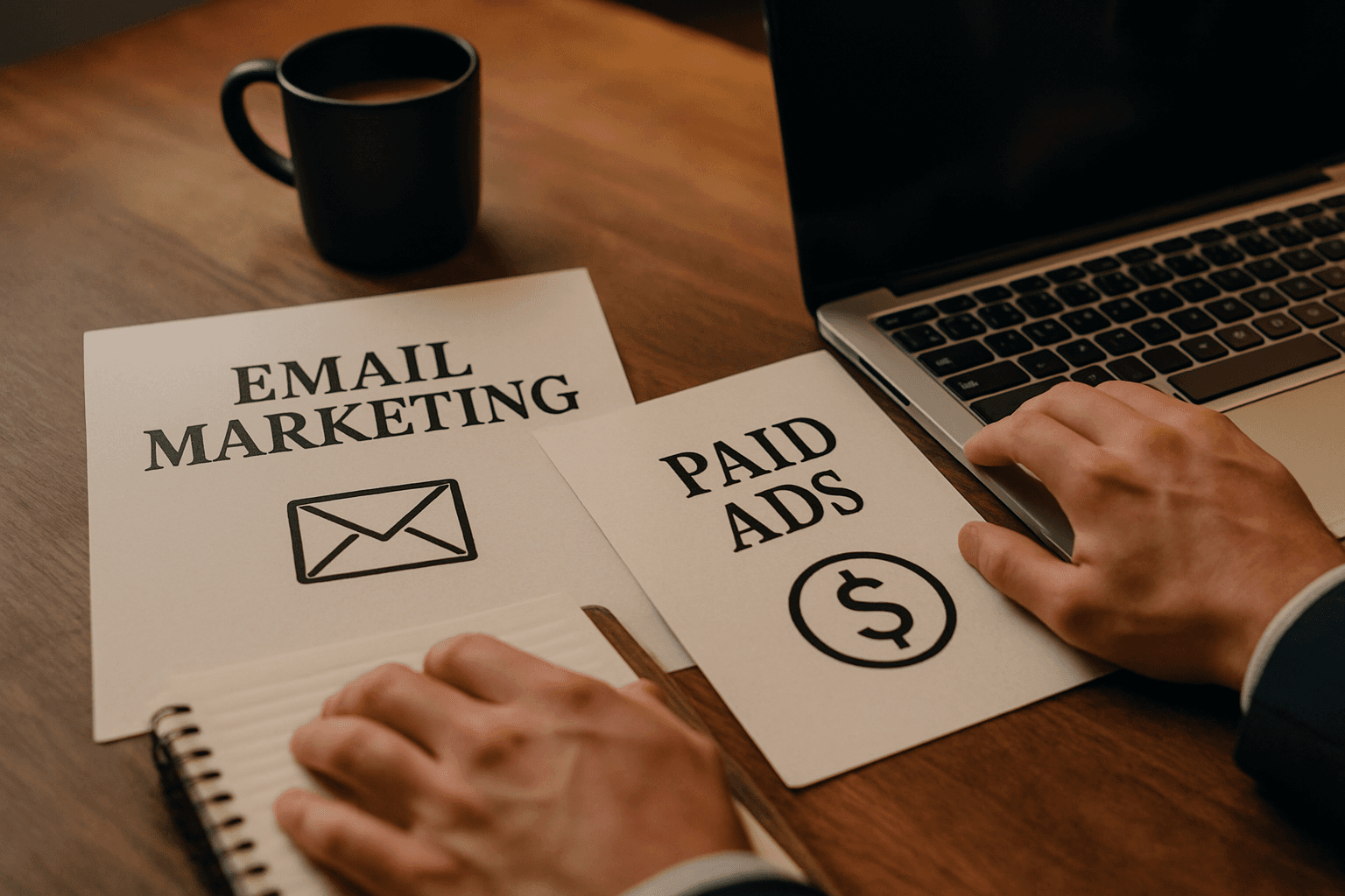 Professional photograph illustrating email marketing vs paid ads — cover image for "Email Marketing vs Paid Ads: How DTC Brands Are Cutting Ad Spend Without Cutting Revenue" on Intentionally Creative