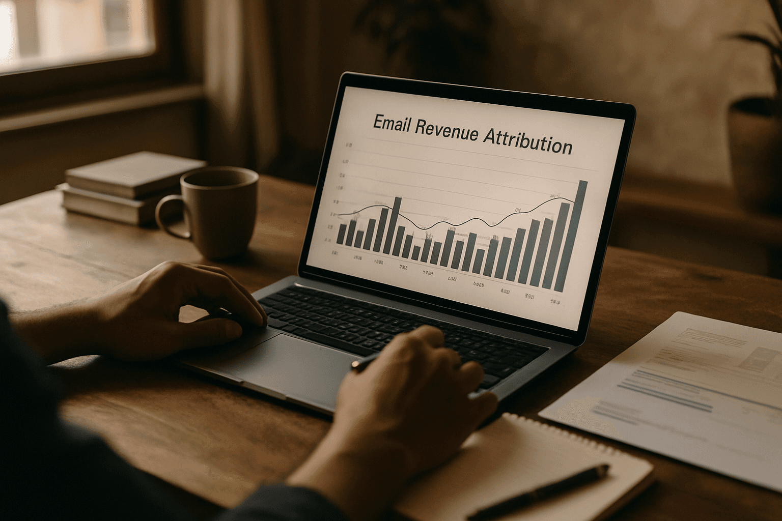 Professional photograph illustrating email revenue attribution — cover image for "11 Email Metrics Every DTC Founder Should Track in 2026 (Beyond Open Rate)" on Loyal Send