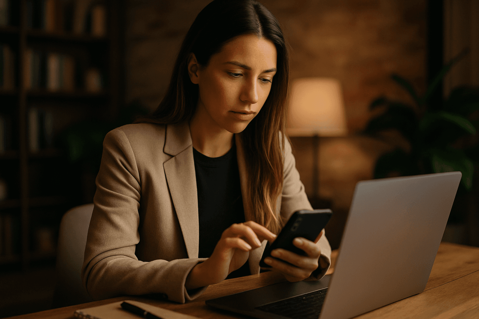 Professional photograph illustrating SMS marketing strategy for DTC brands — cover image for "10 SMS Marketing Plays That Actually Move Revenue for DTC Brands Running Klaviyo" on Loyal Send